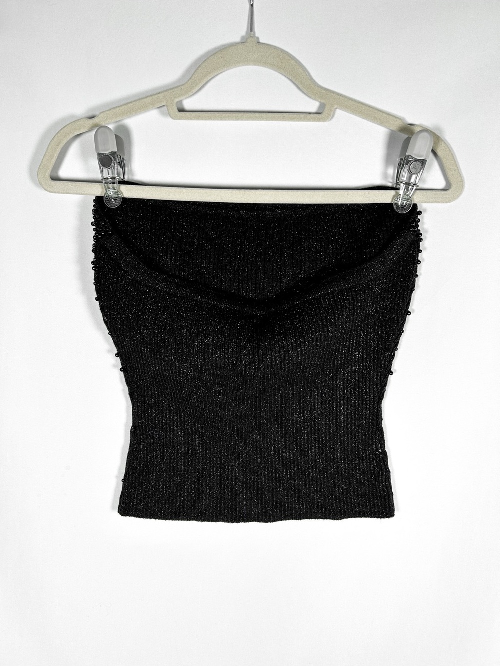 NWT Vintage Caché Gold Label Beaded Knit Strapless Tube Top Metallic - Deadstock - Picture 6 of 8